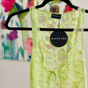 White Fox Better Days Lace Top in Pistachio